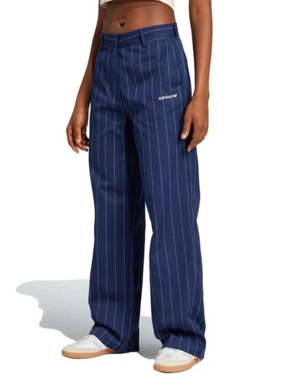 Adidas Pinstripe Twill Loose Pants Trousers